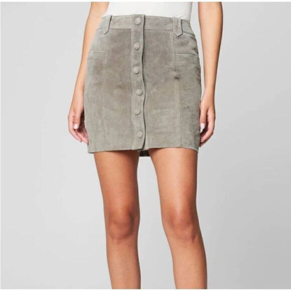 BLANK NYC Rock the Boat Suede Miniskirt with Pockets Grey 26 - Picture 1 of 9